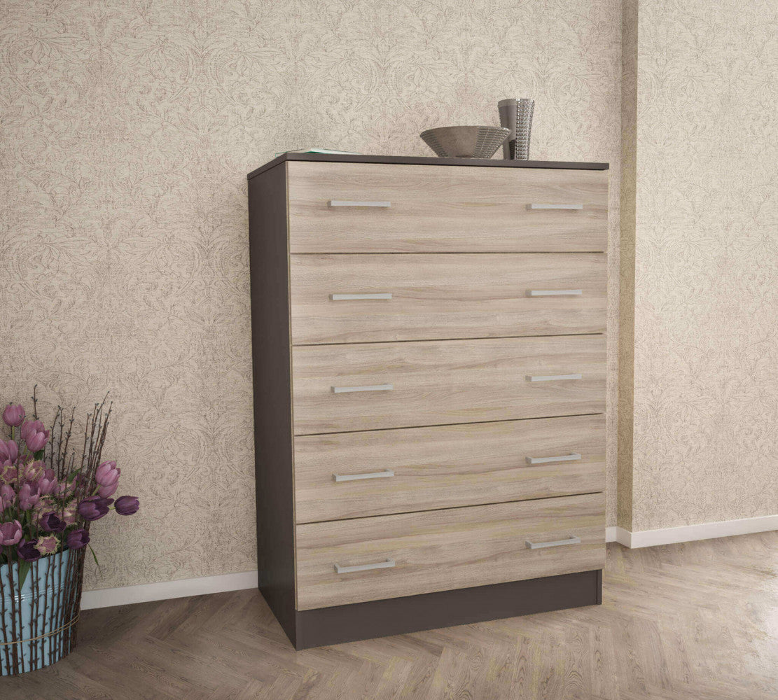 Mobile 5 cassetti 5 grigio e olmo