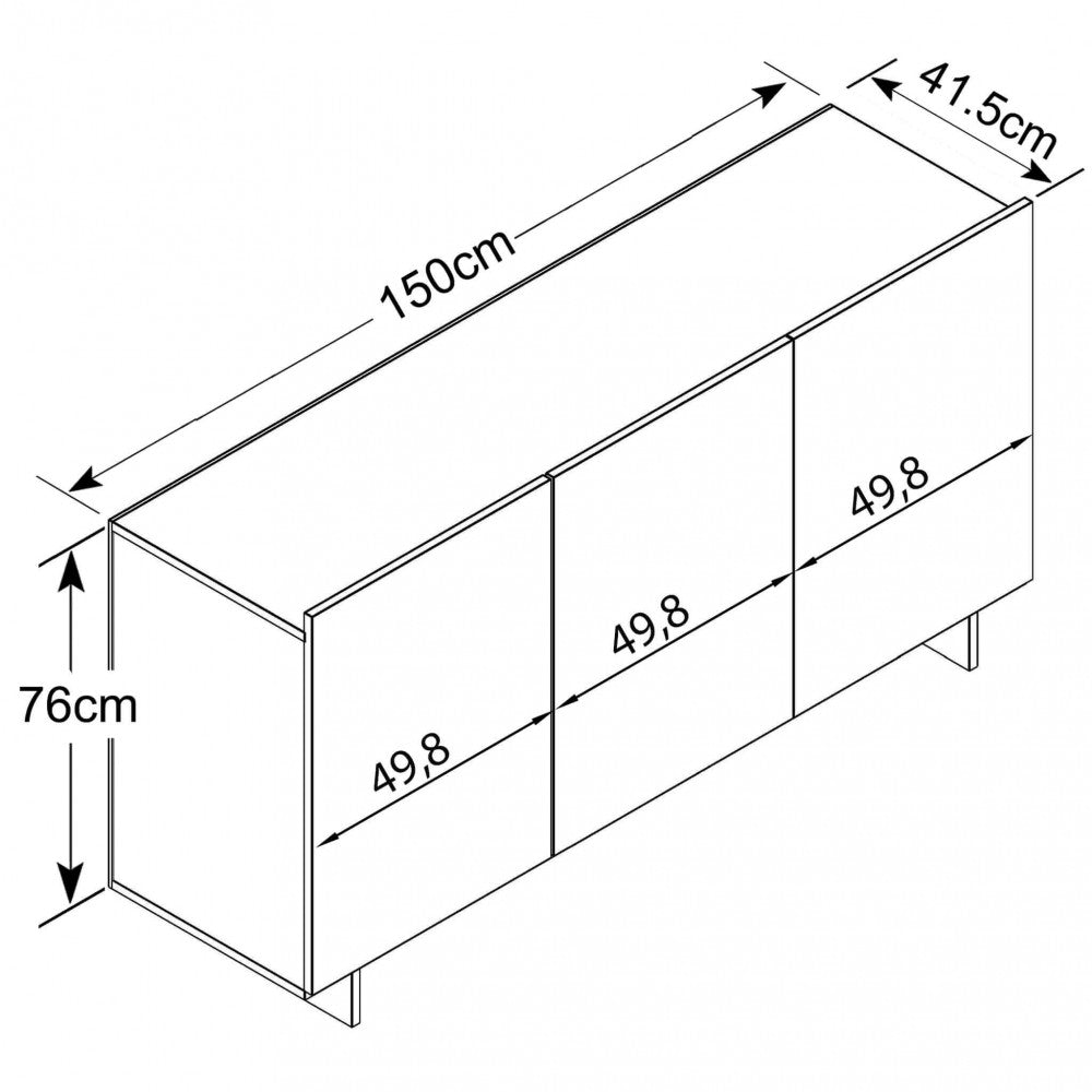 3-door elm and grey cabinet