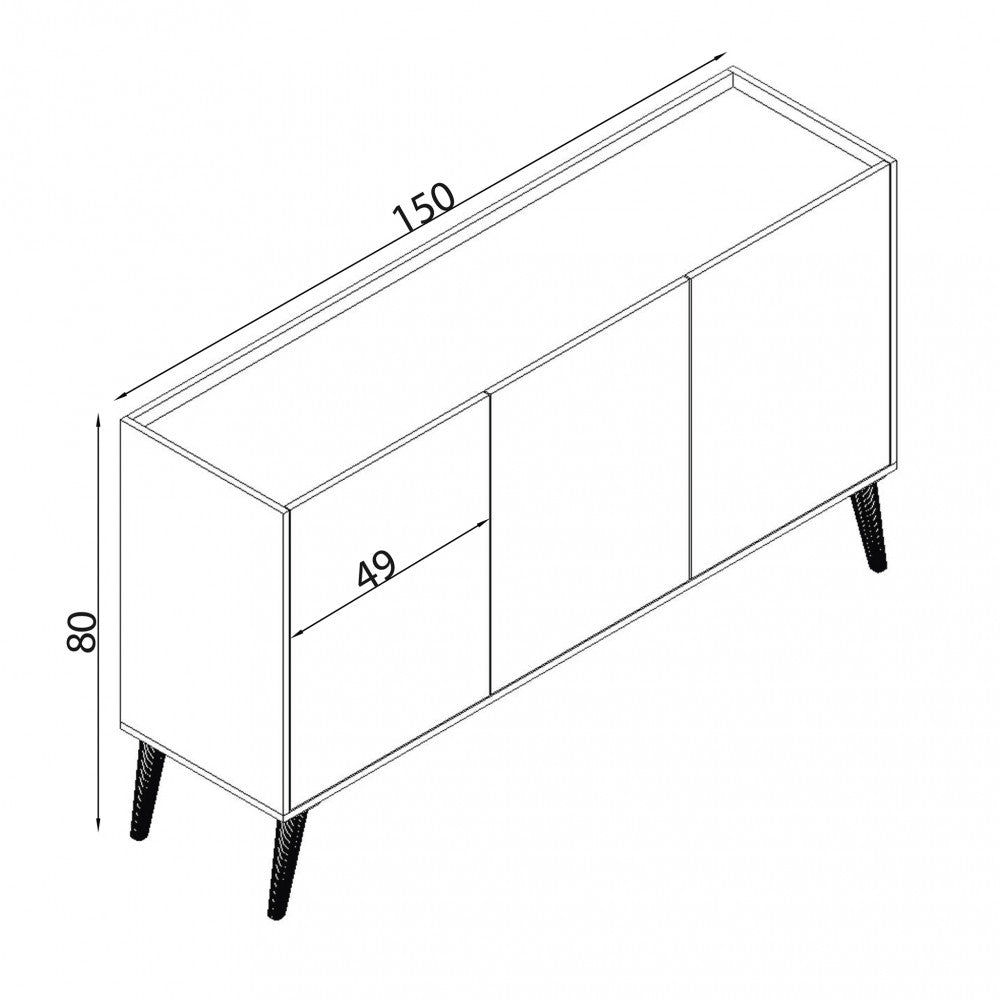 3-door cabinet in anthracite and light pine