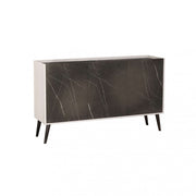 3-door cabinet in glossy white and anthracite marble effect