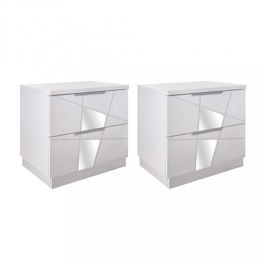 67 18 12 - 13 pair of 2-drawer bedside tables, white ash, Leonardo