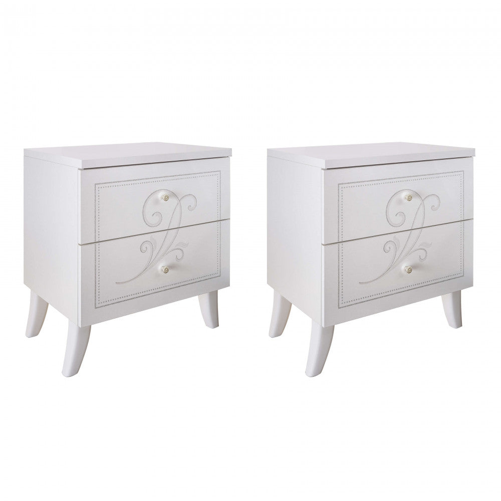 67 18 01 - 13 pair of 2-drawer bedside tables, white ash, Alessandro
