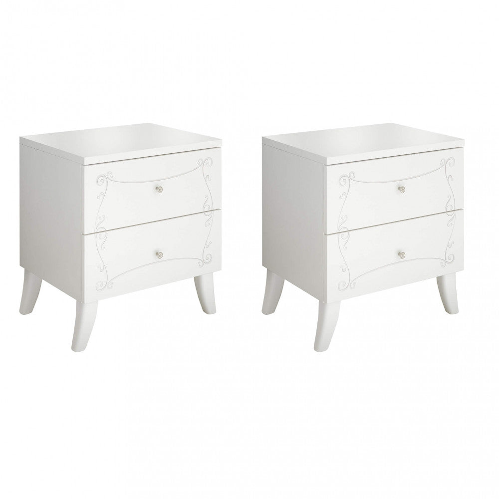 67 18 70 - 13 pair of 2-drawer bedside tables, white ash, Tommaso