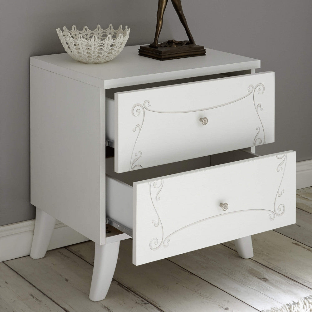 67 18 70 - 13 pair of 2-drawer bedside tables, white ash, Tommaso
