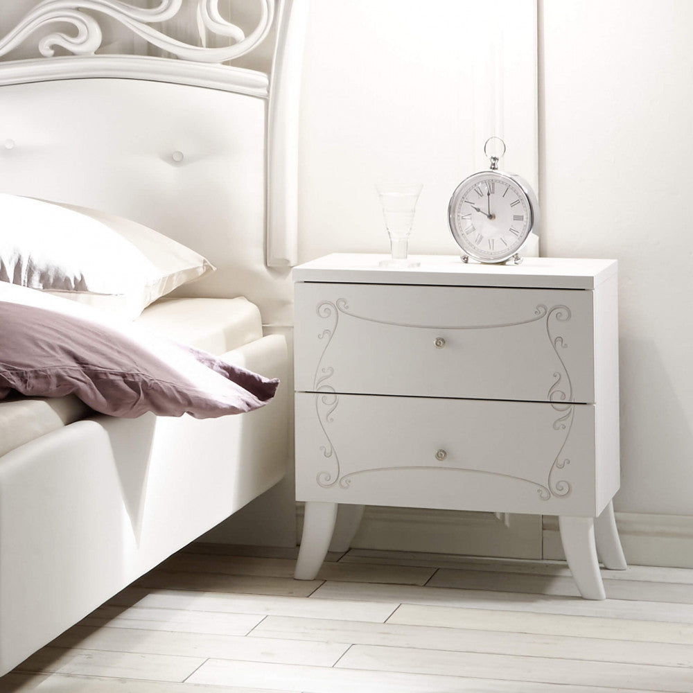 67 18 70 - 13 pair of 2-drawer bedside tables, white ash, Tommaso