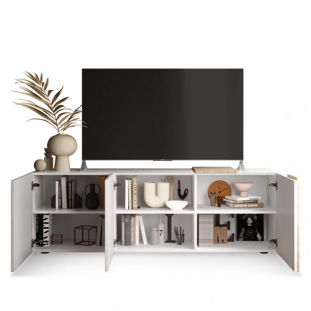 20 90 62 - 03k base tv 3 ante bianco lucido/cadiz alberto