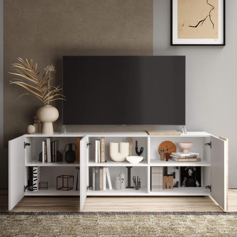 20 90 62 - 03k base tv 3 ante bianco lucido/cadiz alberto