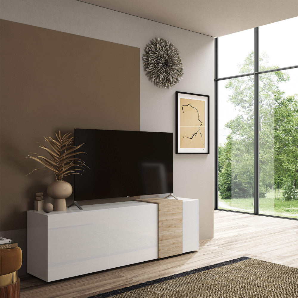 20 90 62 - 03k base tv 3 ante bianco lucido/cadiz alberto