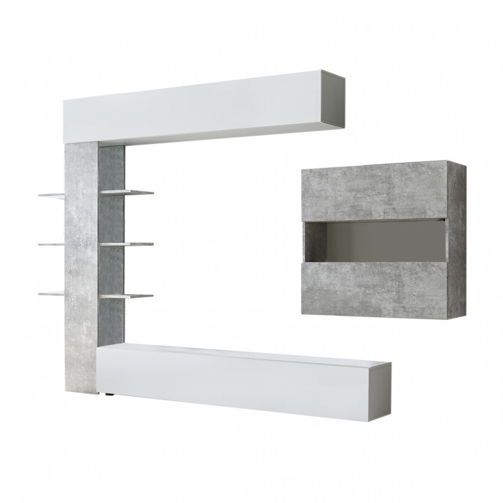 70 90 07 - 2b soggiorno comp. 2 bianco lucido/cemento enea