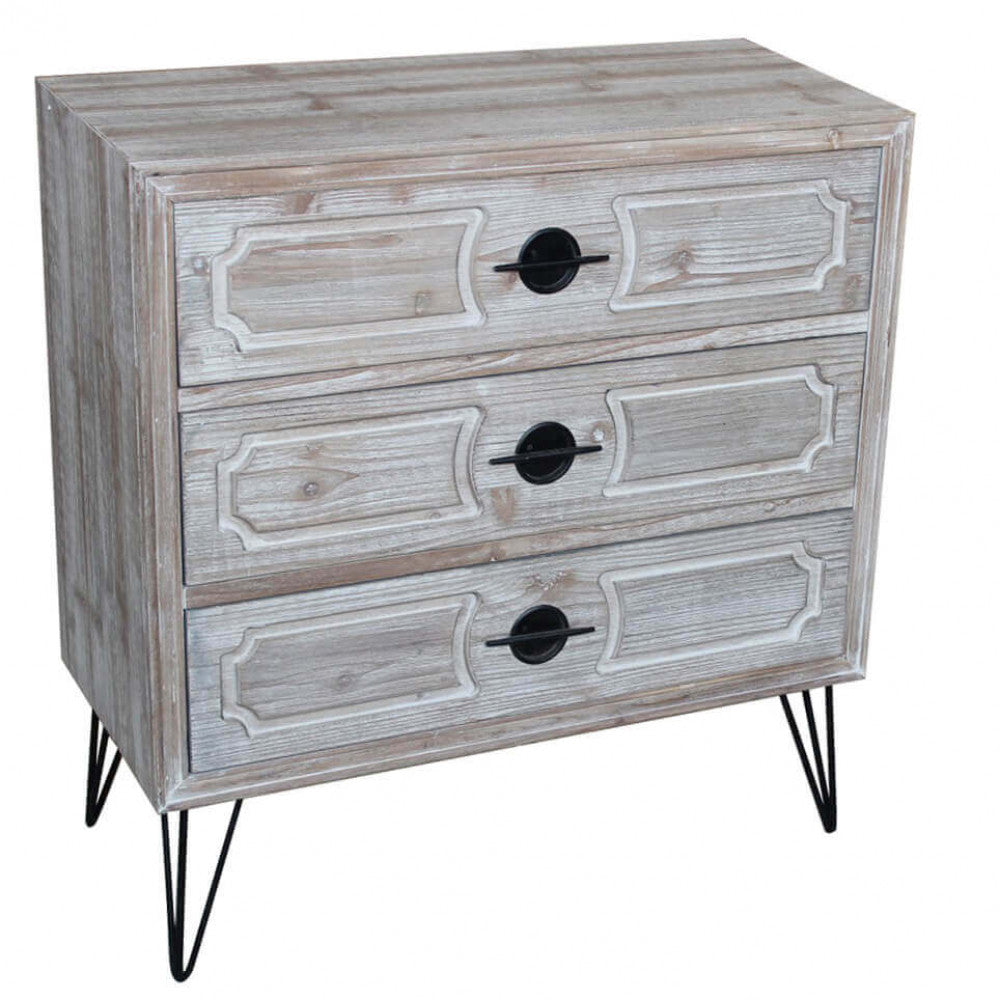3-drawer cabinet with iron legs