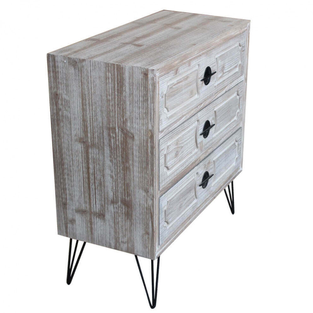 3-drawer cabinet with iron legs