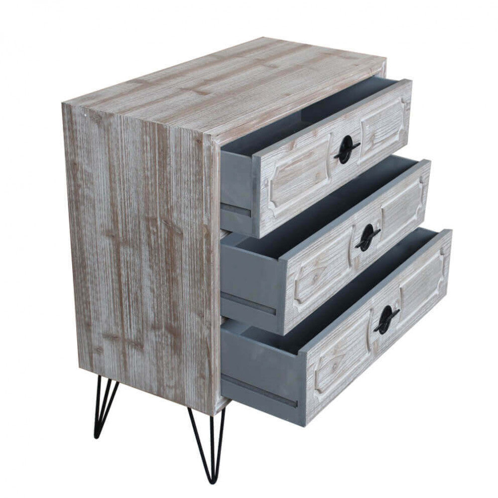 3-drawer cabinet with iron legs