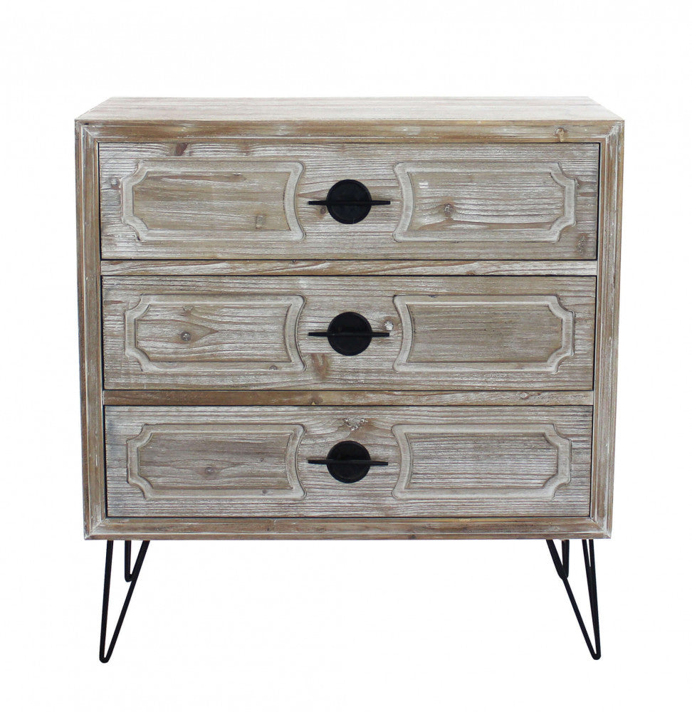 3-drawer cabinet with iron legs