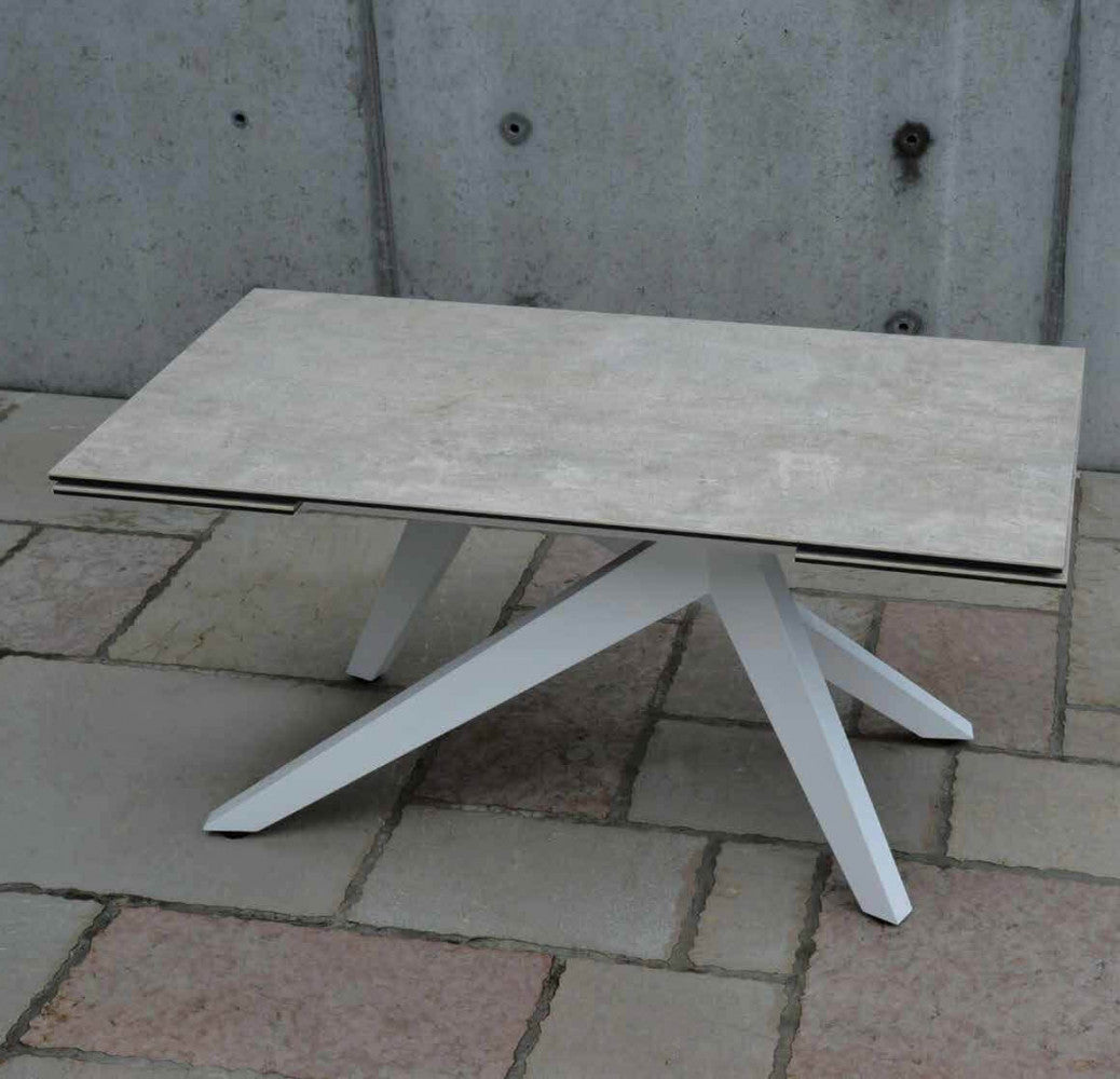 1 tavolo ceramica 90 x 160/200/240 struttura bianca piano grigio