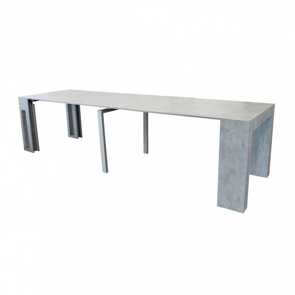 Tavolo consolle darius grigio effetto cemento 45/96/147/198/249/300 x 90