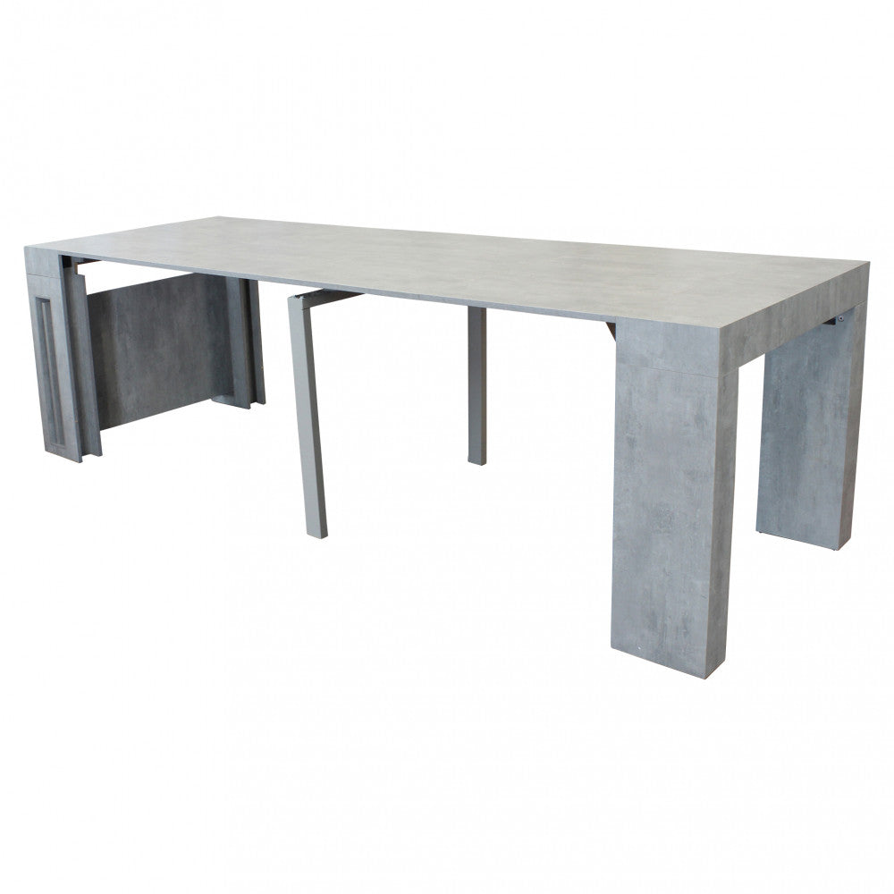 Tavolo consolle darius grigio effetto cemento 45/96/147/198/249/300 x 90