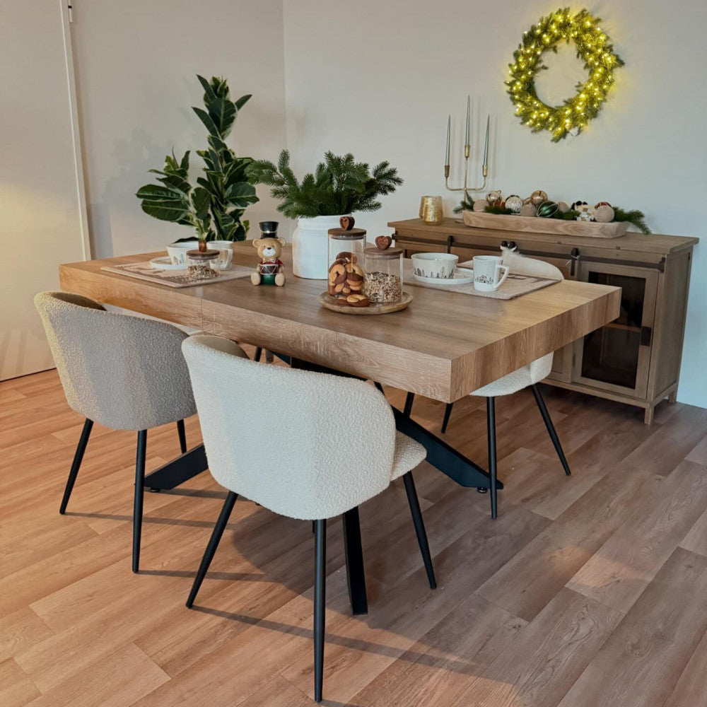 Tavolo allungabile darren naturale nodato struttura nera 160/240 x 90