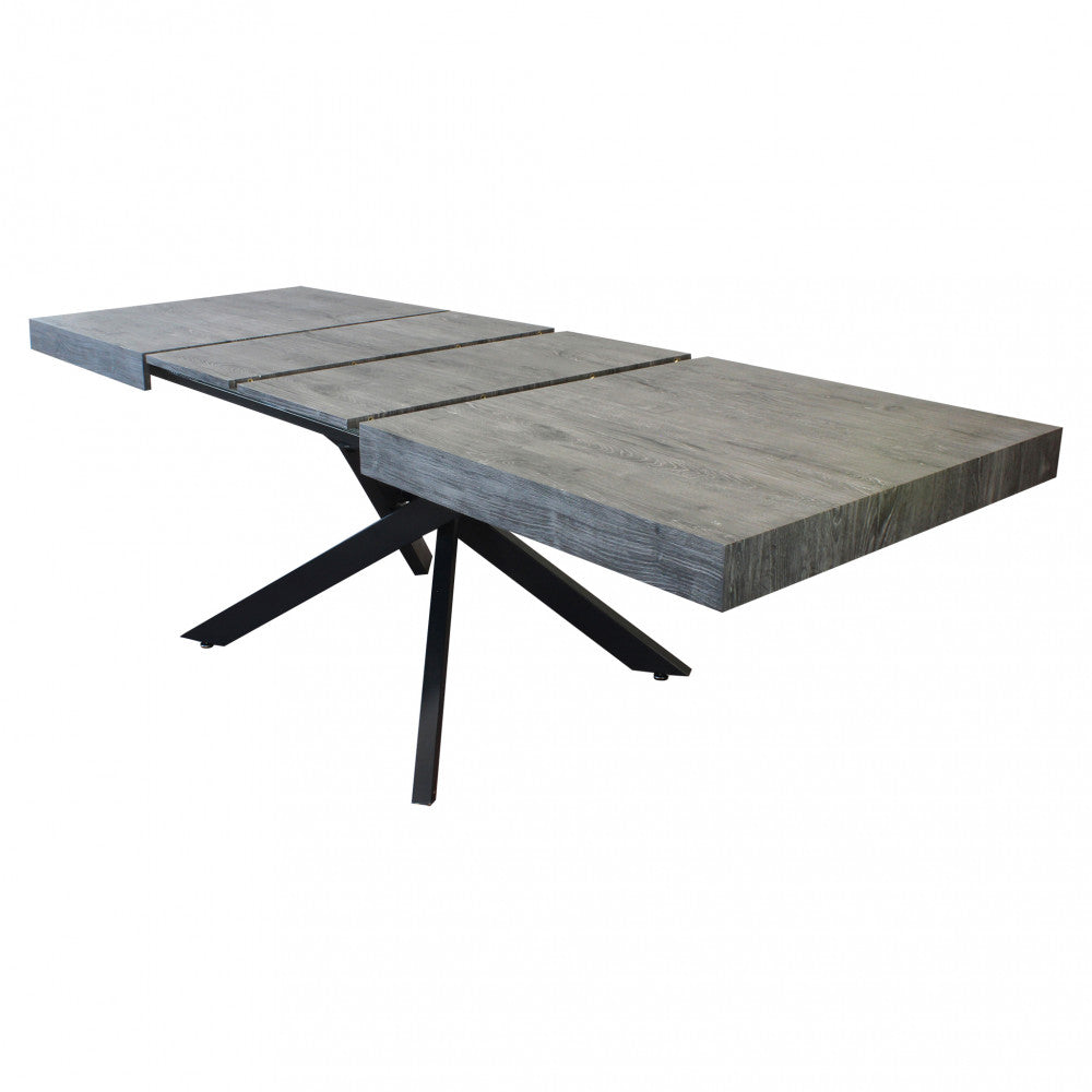 Tavolo allungabile darren antracite effetto legno struttura nera 160/240 x 90