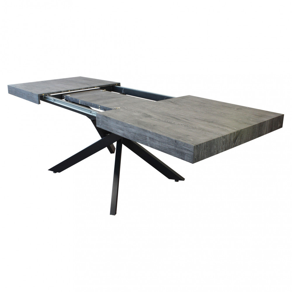 Tavolo allungabile darren antracite effetto legno struttura nera 160/240 x 90