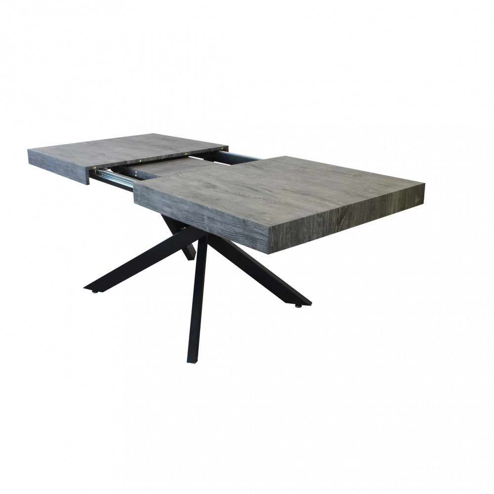 Tavolo allungabile darren antracite effetto legno struttura nera 160/240 x 90