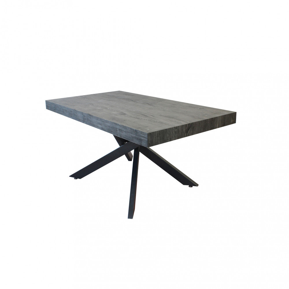 Tavolo allungabile darren antracite effetto legno struttura nera 160/240 x 90