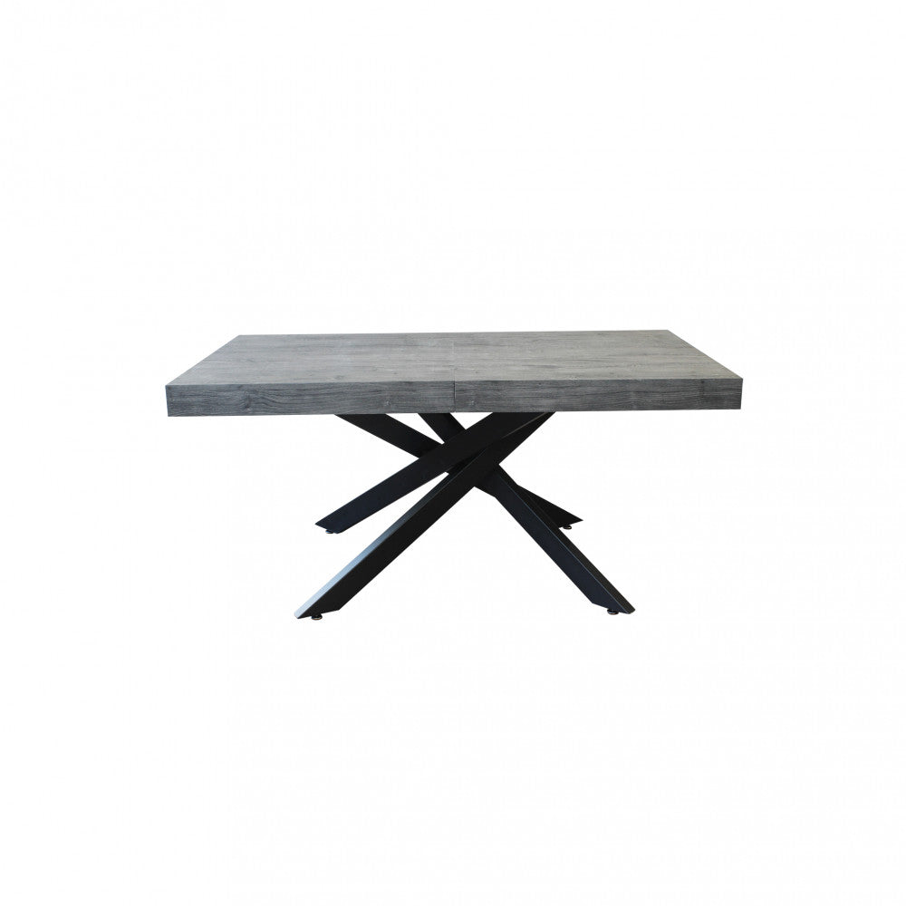 Tavolo allungabile darren antracite effetto legno struttura nera 160/240 x 90