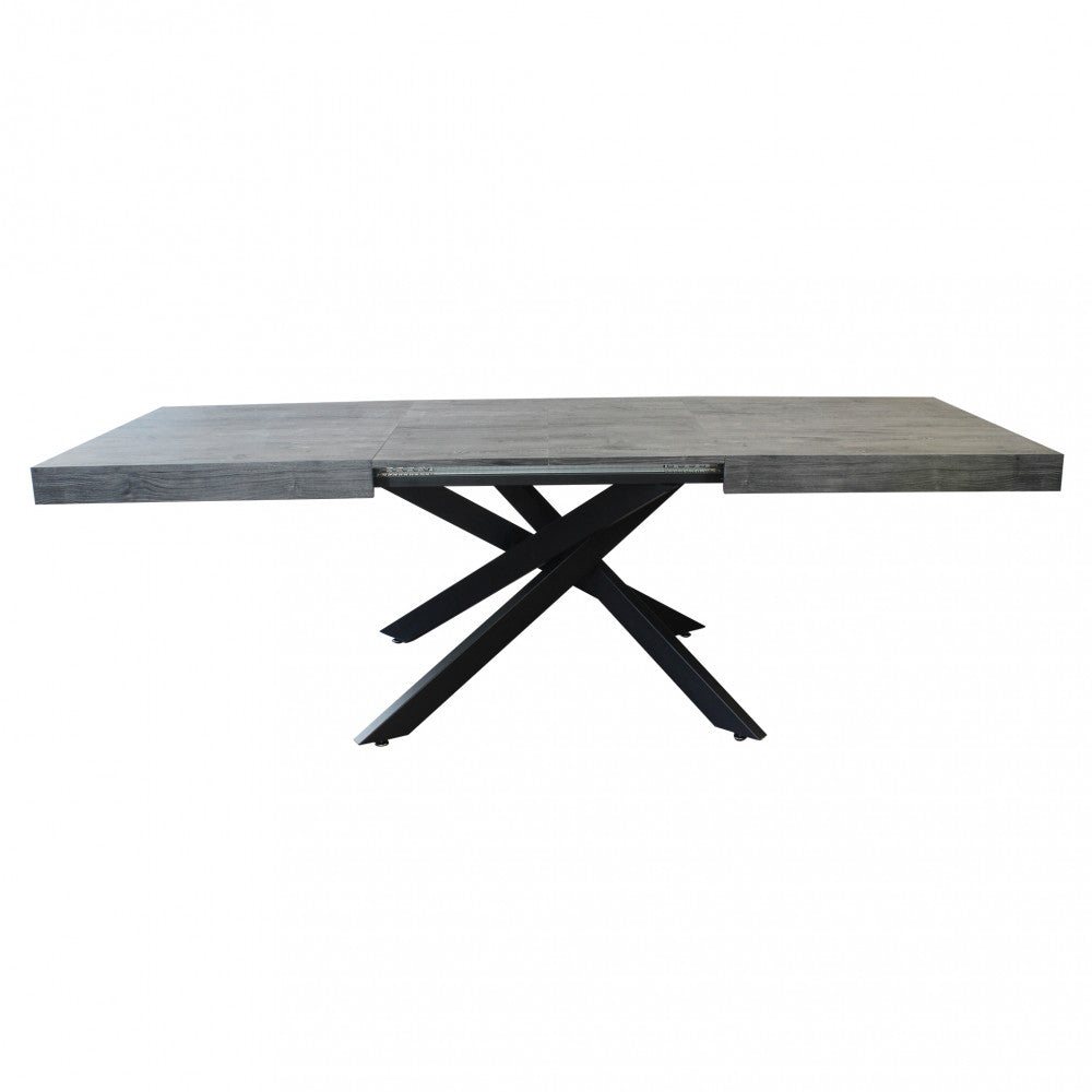 Tavolo allungabile darren antracite effetto legno struttura nera 160/240 x 90