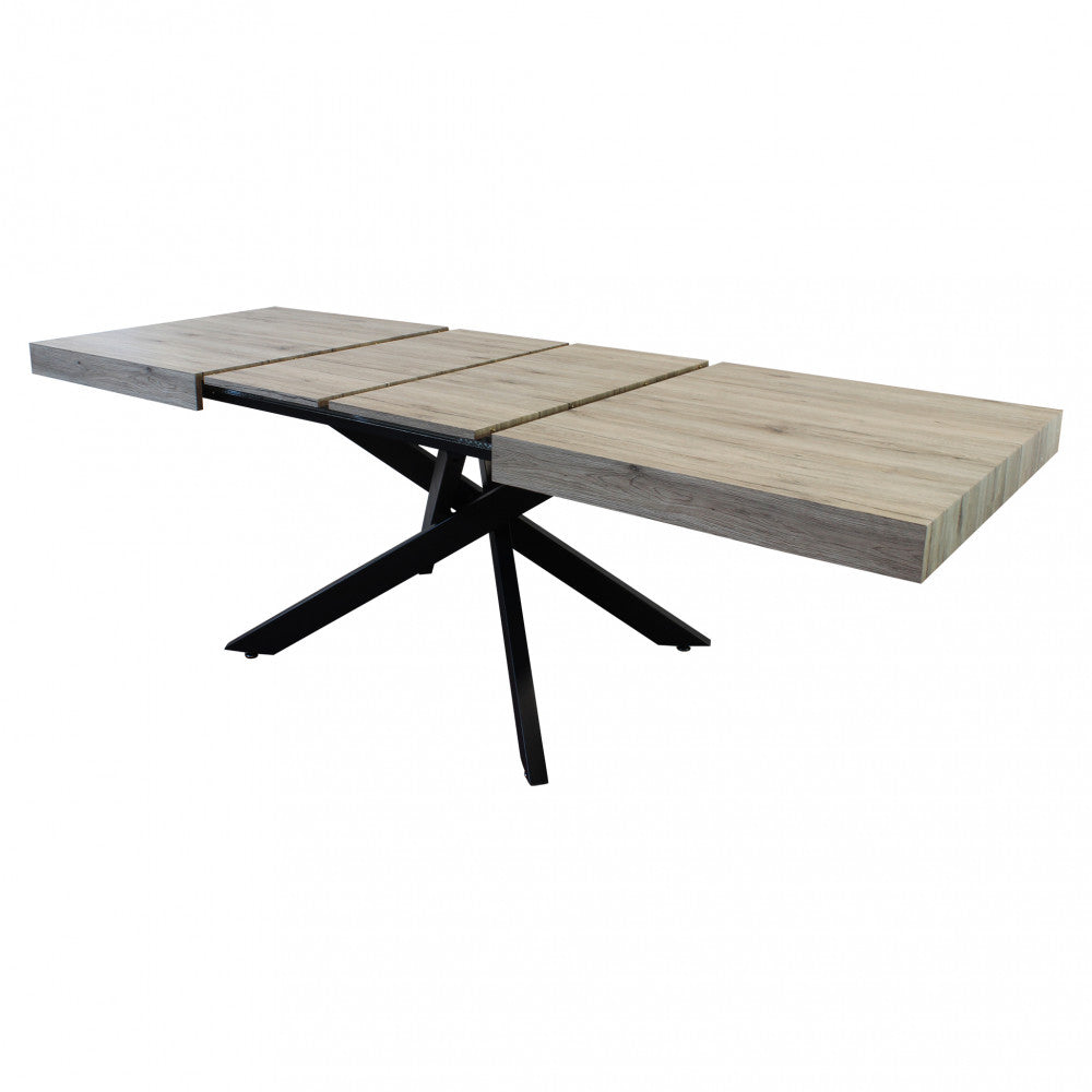 Tavolo allungabile darren naturale con venature struttura nera 160/240 x 90
