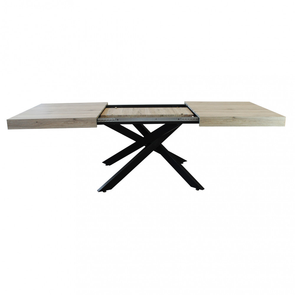 Tavolo allungabile darren naturale con venature struttura nera 160/240 x 90