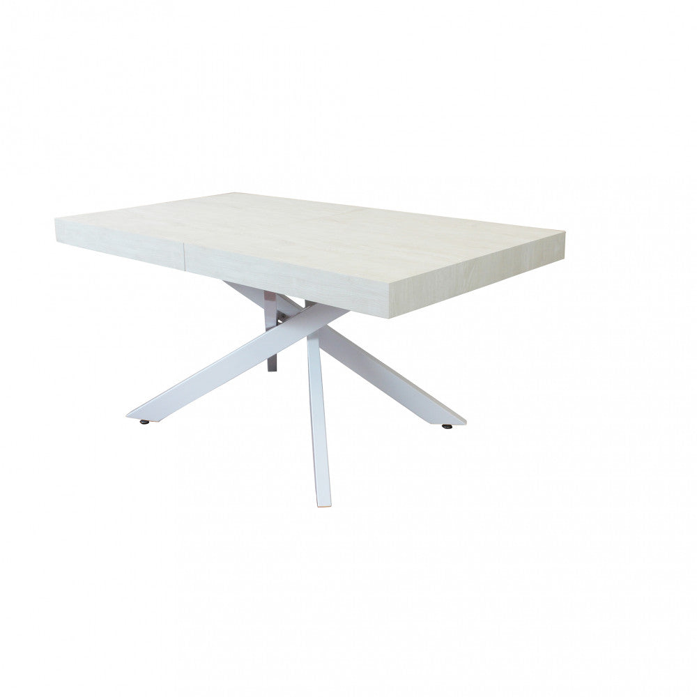 Tavolo allungabile darren bianco effetto legno struttura bianca 160/240 x 90