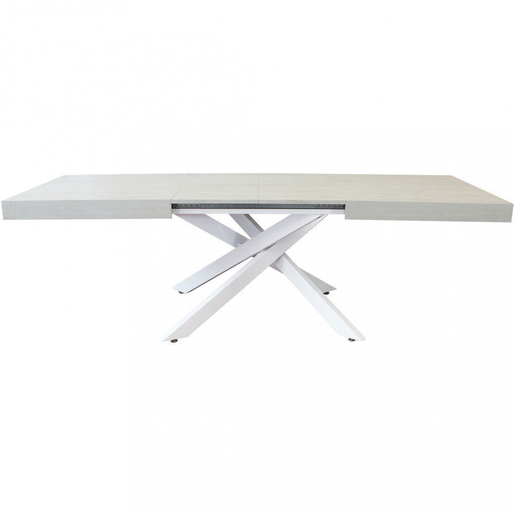 Tavolo allungabile darren bianco effetto legno struttura bianca 160/240 x 90