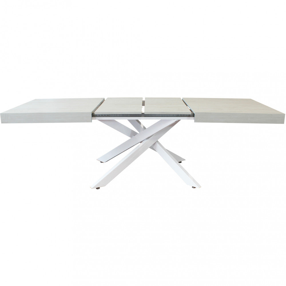 Tavolo allungabile darren bianco effetto legno struttura bianca 160/240 x 90