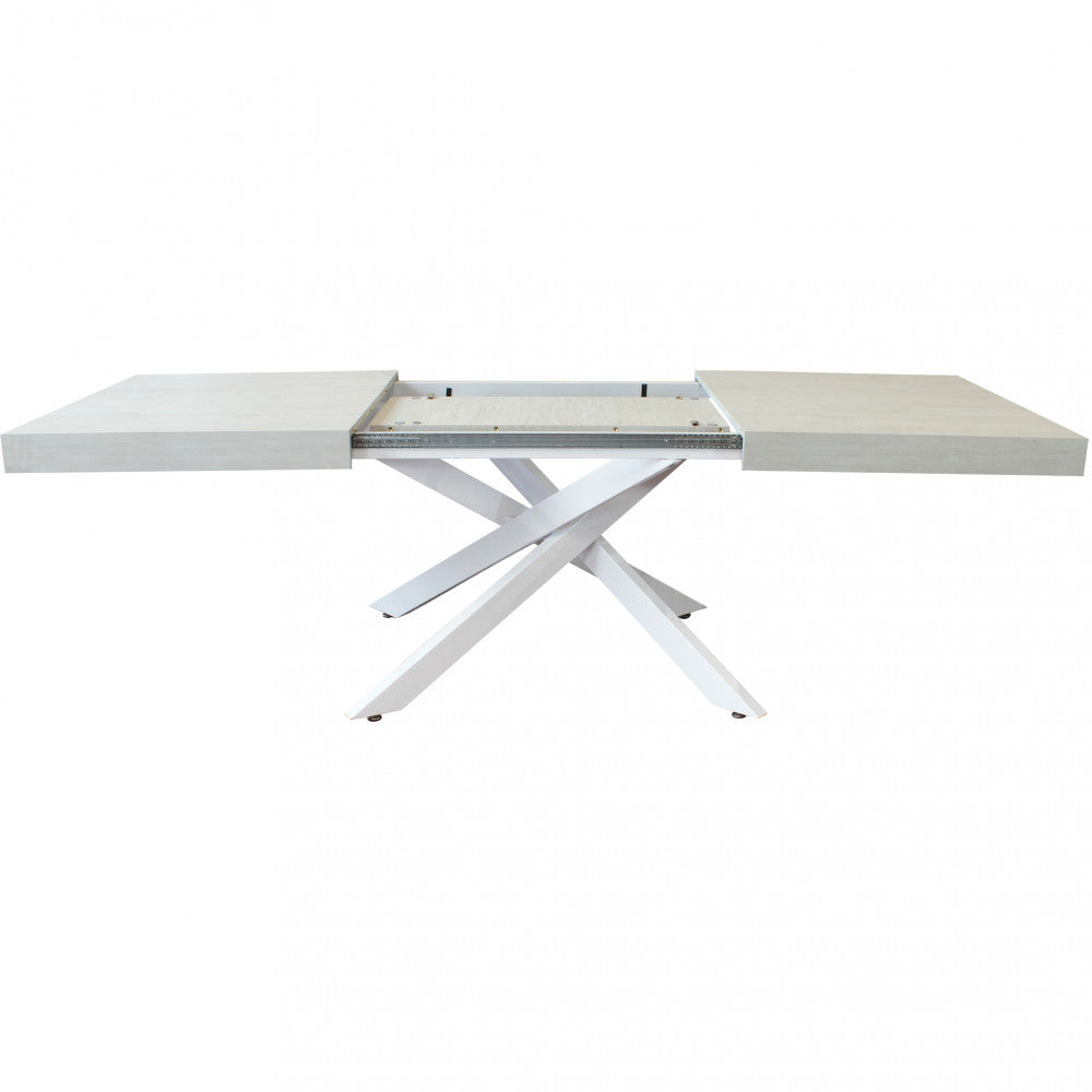 Tavolo allungabile darren bianco effetto legno struttura bianca 160/240 x 90