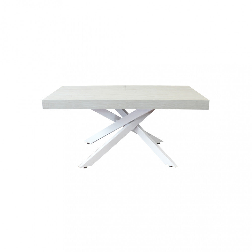 Tavolo allungabile darren bianco effetto legno struttura bianca 160/240 x 90