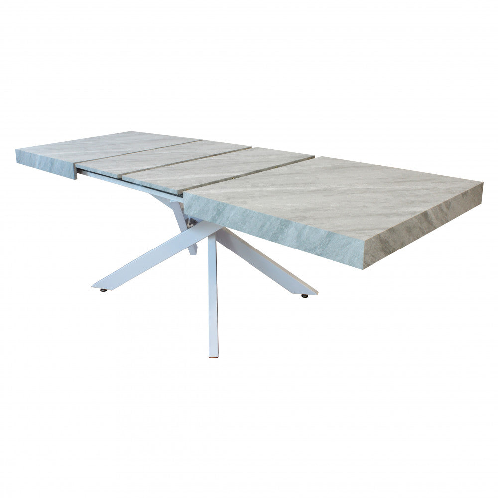 Tavolo allungabile darren grigio effetto pietra struttura bianca 160/240 x 90