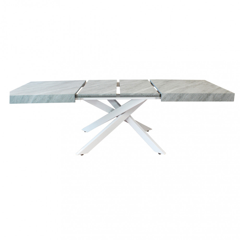 Tavolo allungabile darren grigio effetto pietra struttura bianca 160/240 x 90