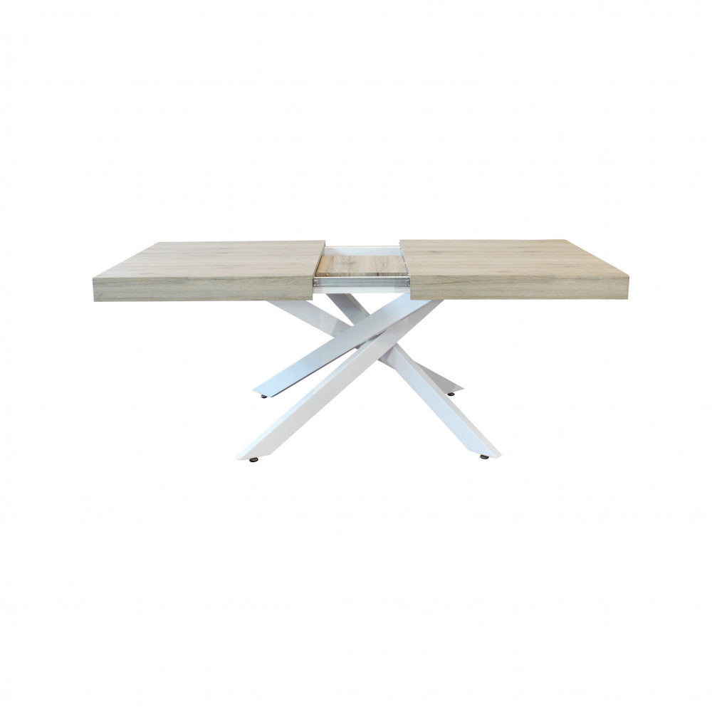 Tavolo allungabile darren naturale con venature struttura bianca 160/240 x 90