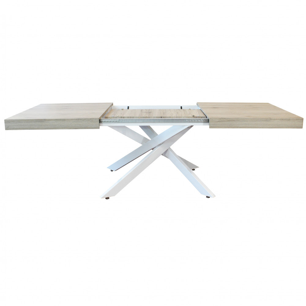 Tavolo allungabile darren naturale con venature struttura bianca 160/240 x 90