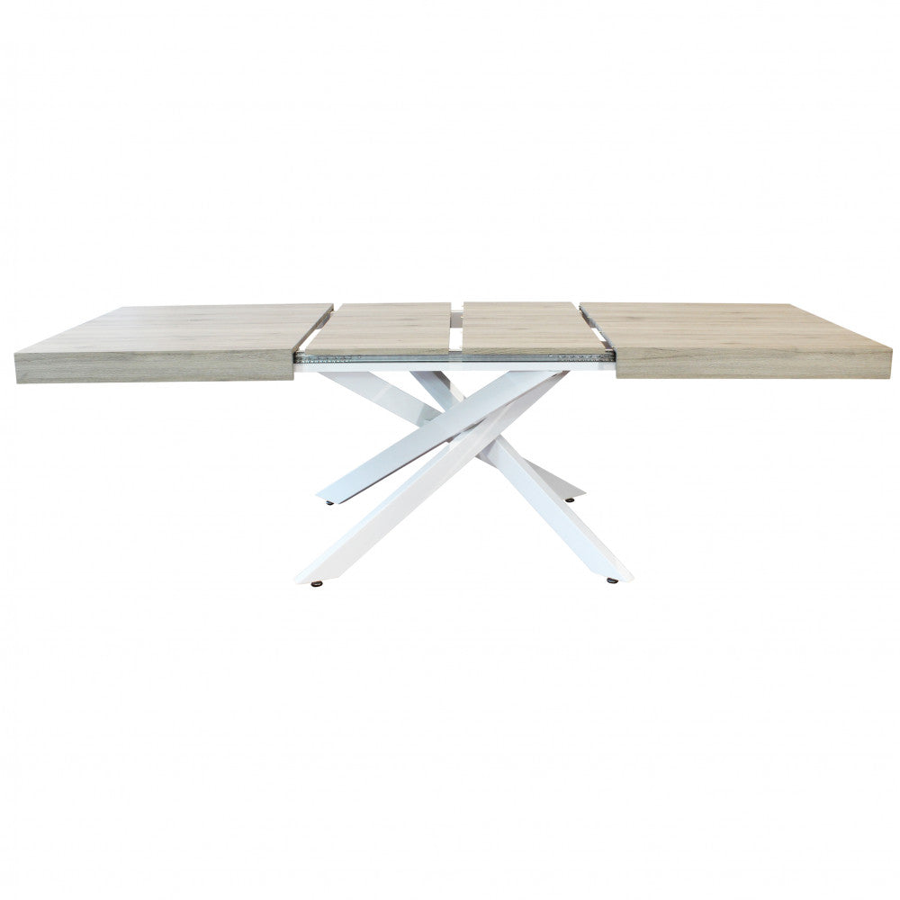 Tavolo allungabile darren naturale con venature struttura bianca 160/240 x 90
