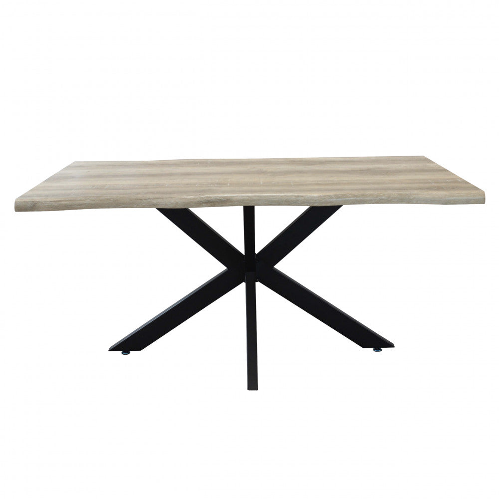 Natural knotted Floyd table with black frame, 160 x 90 cm