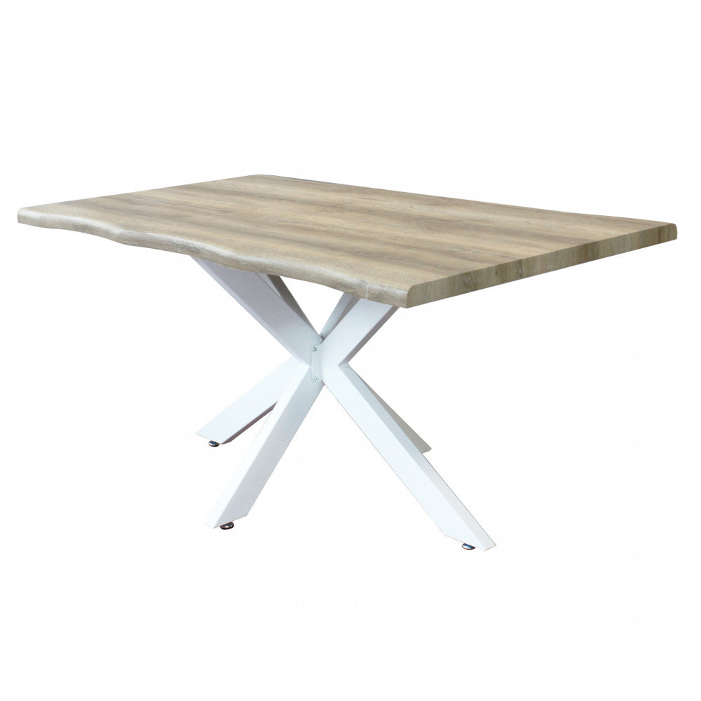 Tavolo floyd naturale nodato struttura bianca 160 x 90