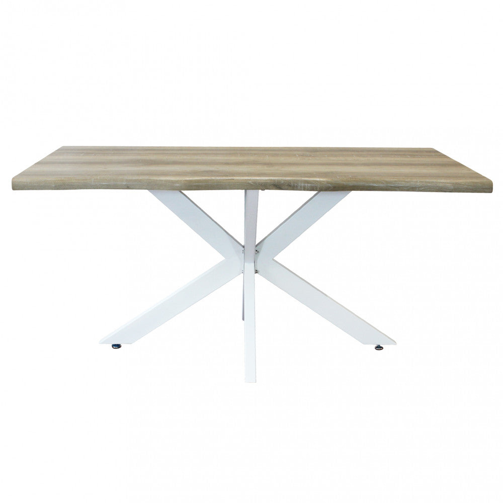 Natural knotted Floyd table with white frame, 160 x 90 cm