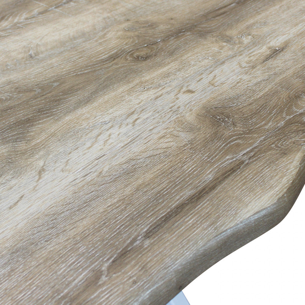 Natural knotted Floyd table with white frame, 160 x 90 cm