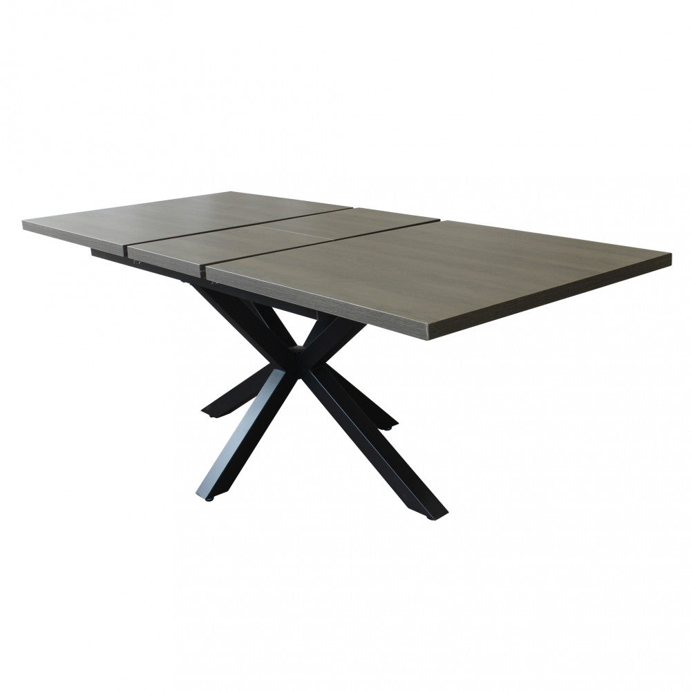 Tavolo allungabile garfield antracite effetto legno struttura nera 160/200 x 90