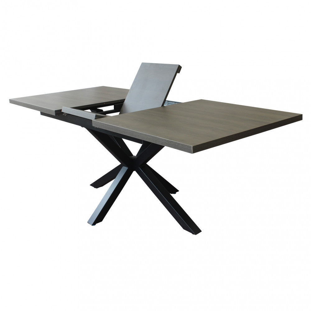 Tavolo allungabile garfield antracite effetto legno struttura nera 160/200 x 90