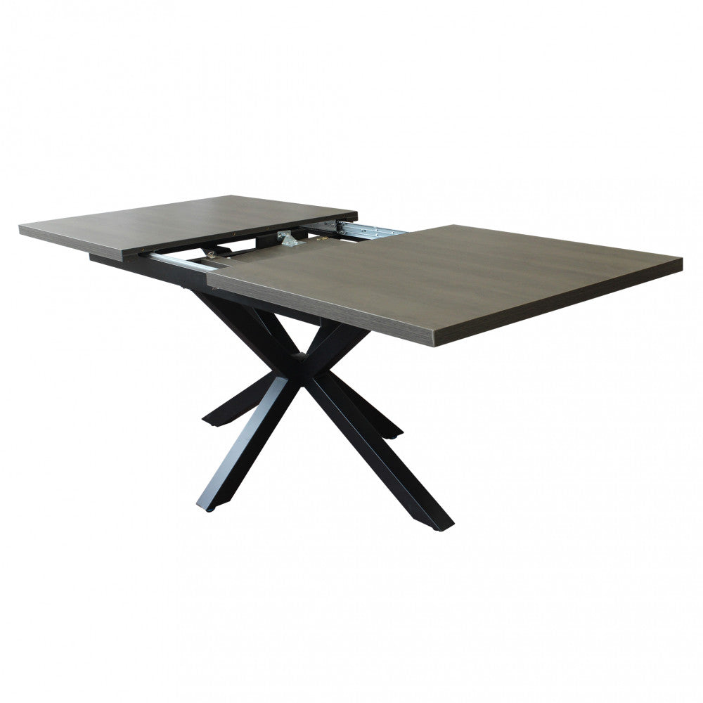 Tavolo allungabile garfield antracite effetto legno struttura nera 160/200 x 90