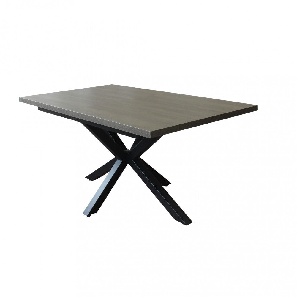 Tavolo allungabile garfield antracite effetto legno struttura nera 160/200 x 90