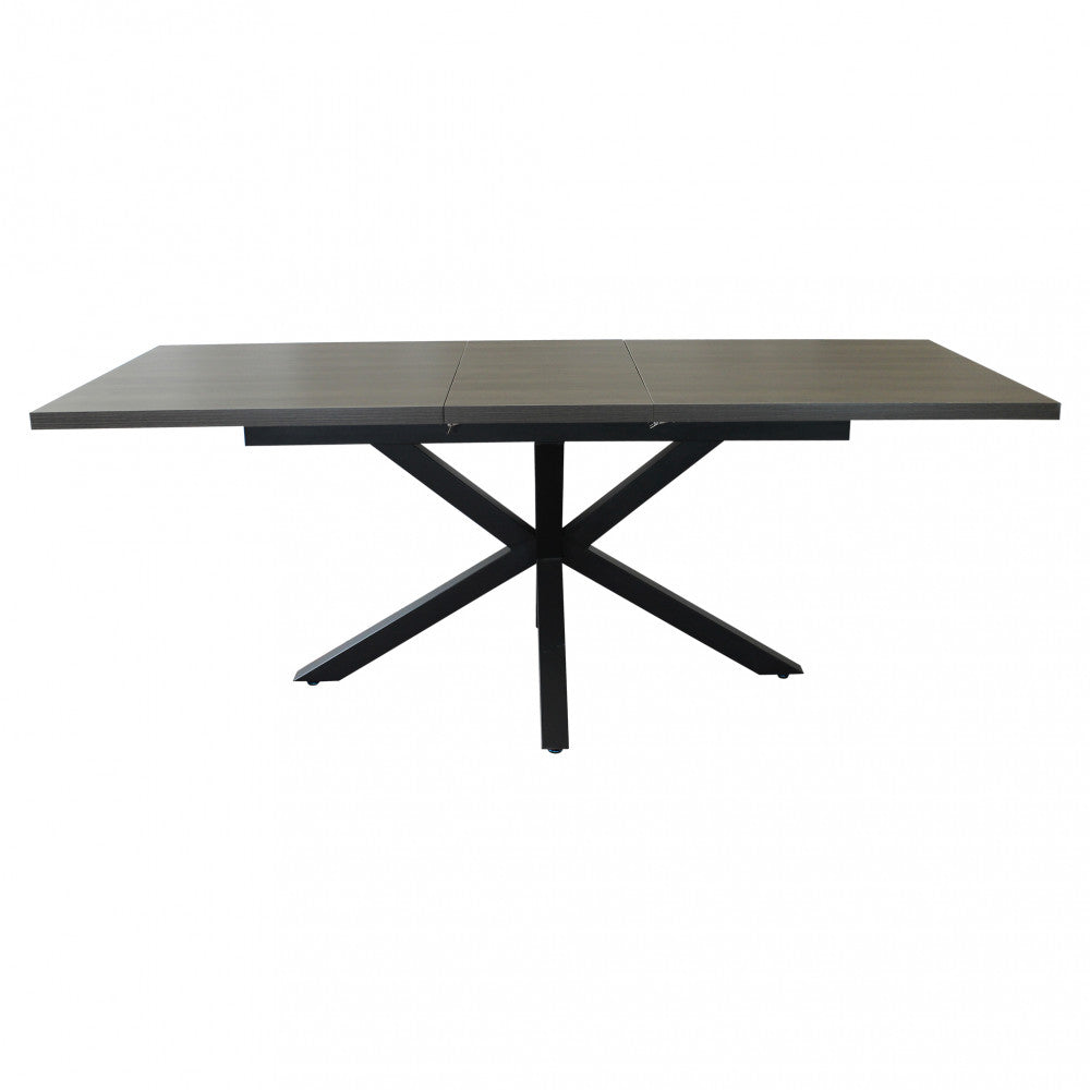 Tavolo allungabile garfield antracite effetto legno struttura nera 160/200 x 90