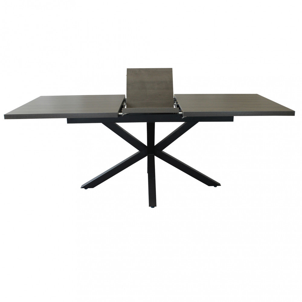 Tavolo allungabile garfield antracite effetto legno struttura nera 160/200 x 90