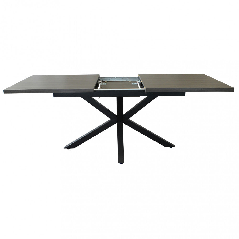 Tavolo allungabile garfield antracite effetto legno struttura nera 160/200 x 90